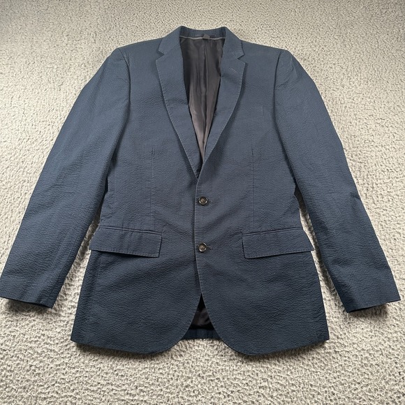 J Crew Blazer Mens 36R Blue‎ Striped Ludlow Seersucker 3 Looms Japanese Fabric
